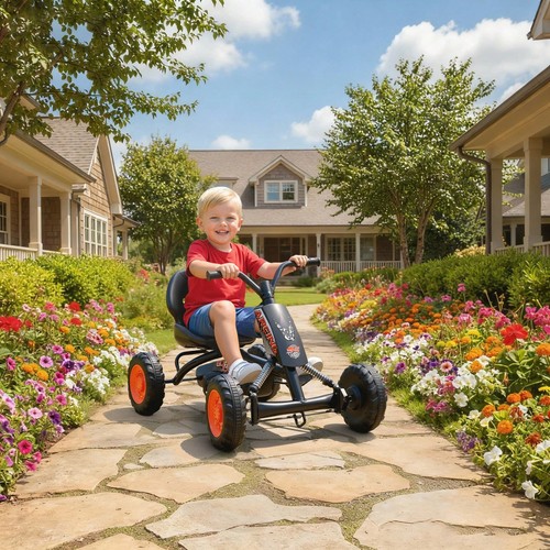 Black kids pedal kart - black,